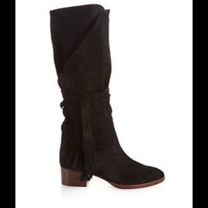 Chloe-Tassel-Tie-Suede-Knee-High-Boots- Like New